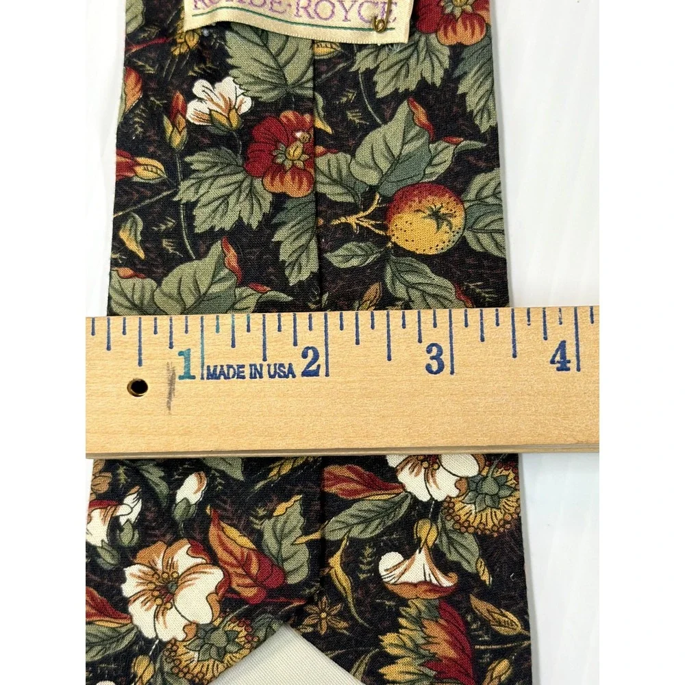 VTG Rohde Royce Necktie Multi Floral Fruit Botanical Cotton Classic‎ Mens OS